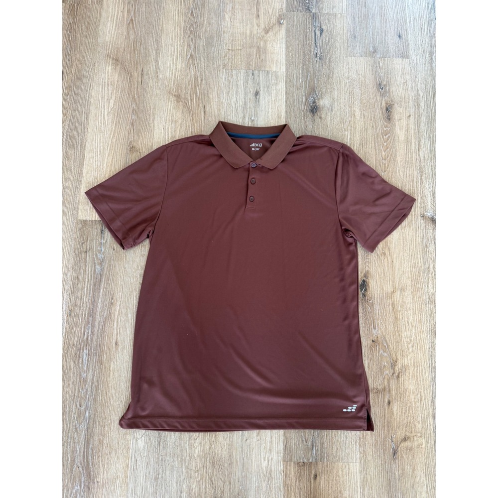 BCG Polo Shirt Mens XL Brown Short Sleeve Performance Active Golf Mahogany Solid